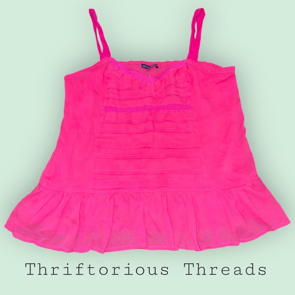 American Eagle Outfitters Tops - American Eagle Hot Pink Ruffled Tank